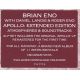 ENO, BRIAN WITH DANIEL LANOIS & ROGER ENO - APOLLO: ATMOSPHERES & SOUNDTRACKS (2 LP) - EXTENDED EDITION - 180 GRAM PRESSING