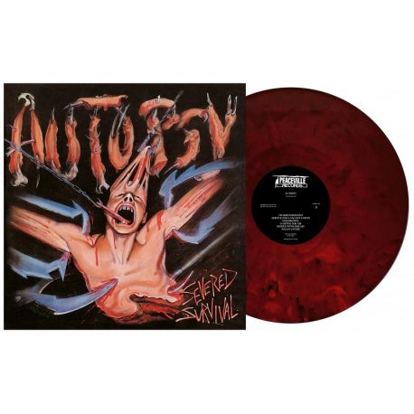 AUTOPSY - SEVERED SURVIVAL (1 LP) - 35TH ANNIVERSARY RED/BLACK MARBLE VINYL - HOOKS COVER